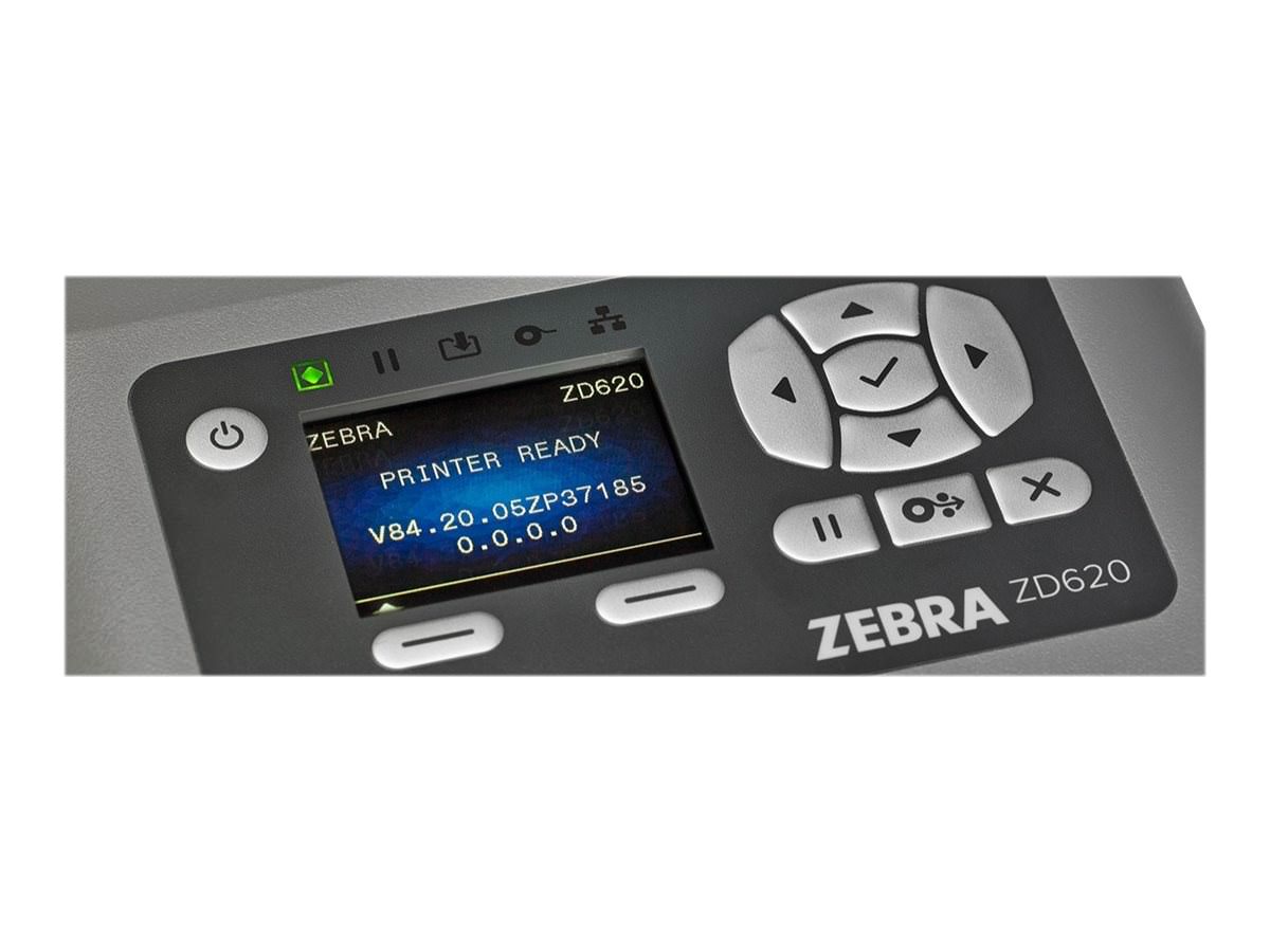 Zebra ZD620d, 8 Punkte/mm (203dpi), RTC, Display, EPLII, ZPLII, USB, RS232, BT, Ethernet, WLAN, ZD62142-D0EL02EZ