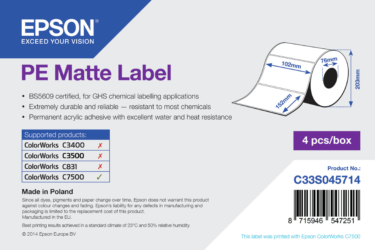 Epson Etikettenrolle, Kunststoff, 102x152mm, C33S045714